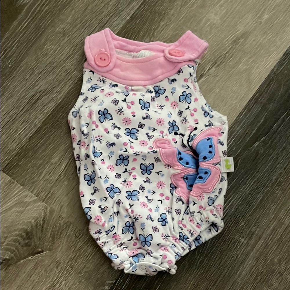 Pink and Blue Butterfly Baby Romper